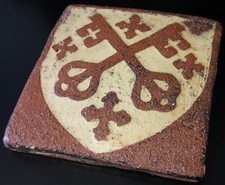 Medieval Tudor Style Reproduction Terracotta Encaustic Decor Tile Cross Keys 1