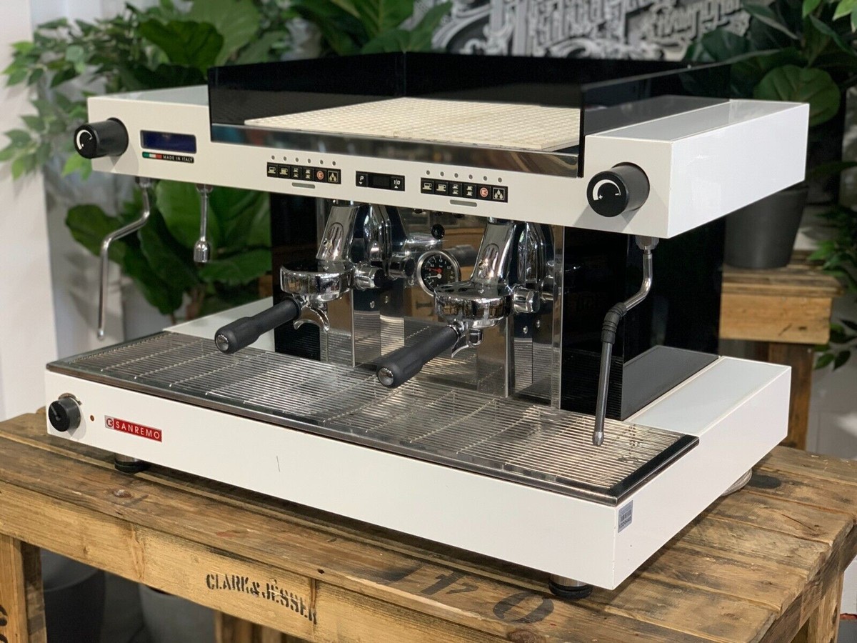 SAN REMO ROMA 2 GROUP WHITE ESPRESSO COFFEE MACHINE COMMERCIAL