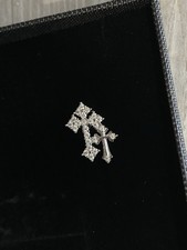 .925 Sterling Silver Moissanite Double Cross Earrings Screw Back Clasp Brand New