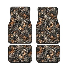 Brown Camo Car Floor Mats Branch Camouflage Auto Floor Carpet Vehicle Heel Pa...