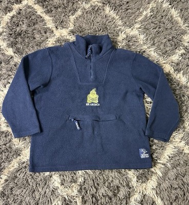 Vintage 90s Dr Suess Brand Sweater Adult XL Grinch 1/4 Zip Fleece Embroidered 