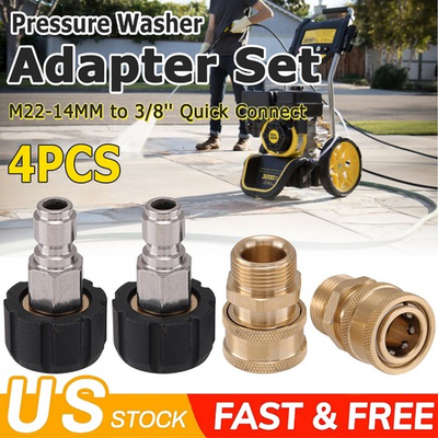 #ad 4X Pressure Washer Adapter Set Quick Disconnect Kit M22 14mm Swivel 3 8#x27;#x27;Connect $14.89