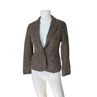 For Joules Olivia Brown Herringbone Blazer Jacket Career Neutral Womens Size 2