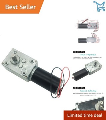 12V DC Worm Gear Motor 9 RPM 70kg.cm High Torque Self-Locking for DIY Robots