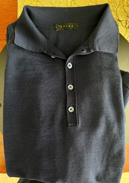 Falke of Germany Mens 4 Button Navy Blue Mens Polo, Virgin Wool,  Size EU 52 - image 4 of 4