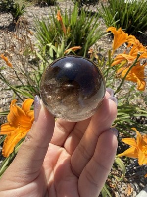 Natural Gradient Smoky Quartz Sphere,Two-Tone Smoky Quartz Crystal Ball,A567