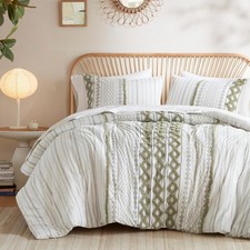 Ink Ivy Queen Duvet Cover Set Boho Chenille Tufted Cotton Duvet Cover for Queen