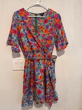boohoo Tea Dress Floral Flirty Flowers Size 16 Vacation Wedding Baby Shower