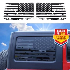 Hardtop Window USA Distressed Flag Stickers for Jeep Wrangler 2011-18 JKU 4 Door