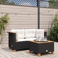 Poly Rattan Garten Ecksofa Mit Kissen 2 Sitzer Schwarz Uv-BestäNdig