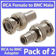 2 Pack BNC Male Plug to RCA Female Jack Adapter M/F Coaxial Cable Converter CCTV