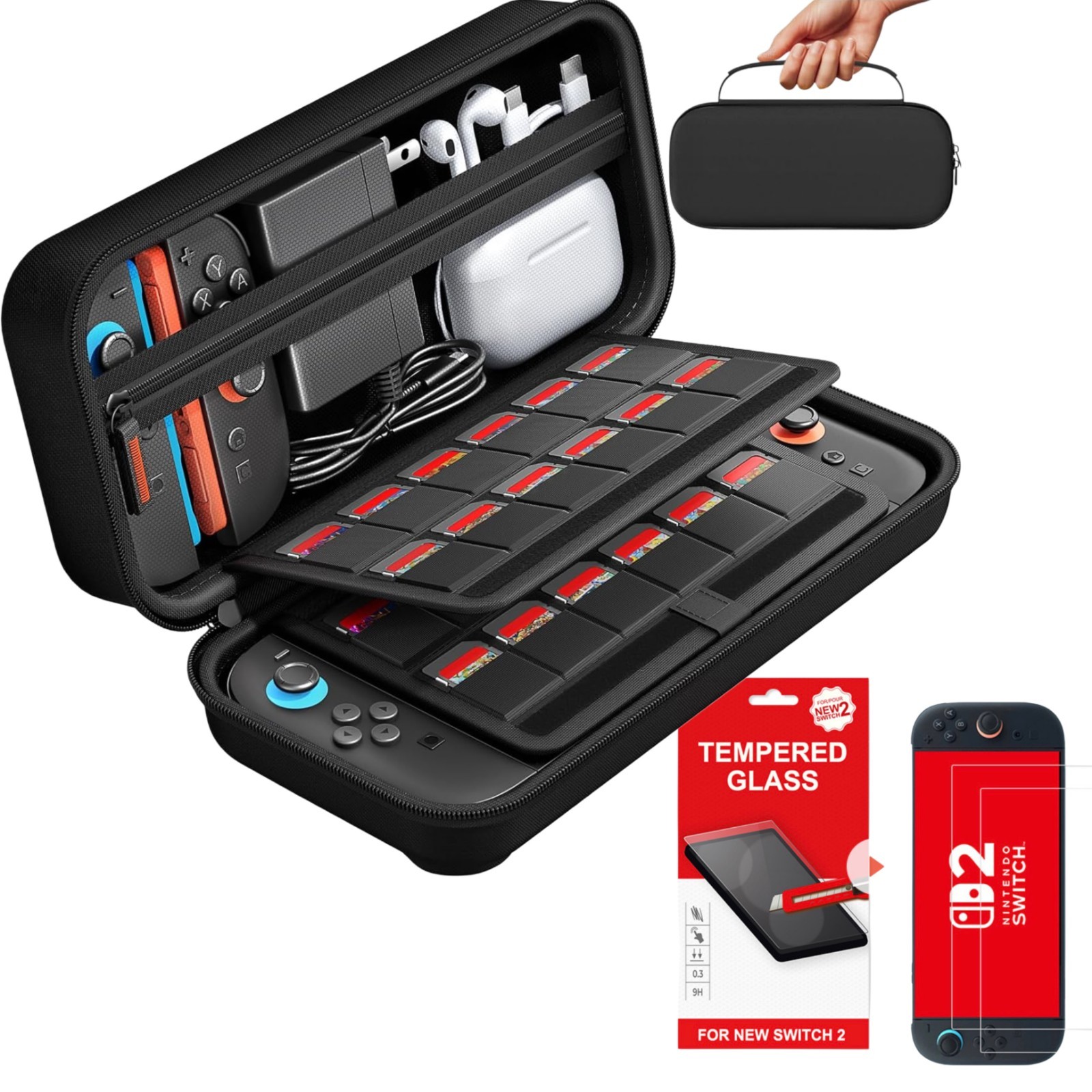 Étui de transport Nintendo Switch 2 avec rangement pour accessoires