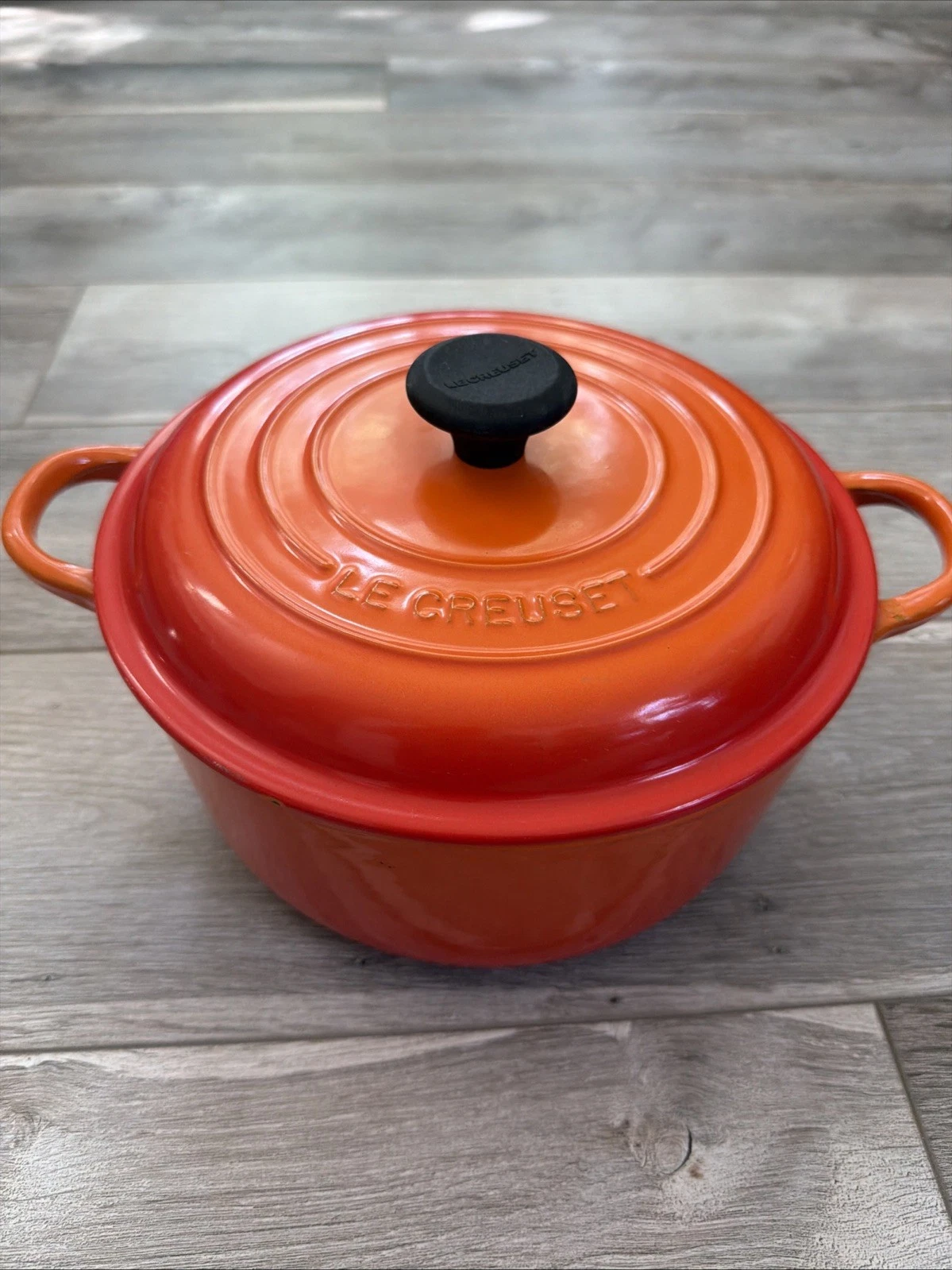 Le Creuset Orange Cast Iron Round Casserole Pot Dutch Oven Made In France 1.5qt