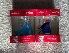Disney Frozen Hallmark Christmas Ornaments Elsa and Anna Set of 2
