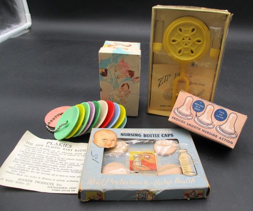 Vintage 1950s Handi Sani Rubber Nursing Bottle Caps Zip Safety Pin Lubricator