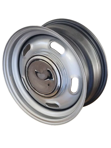 Extreme Classic Muscle 5 Slot Steel Wheel 14x5" 5/114.3 6P Silver 62cb - Picture 1 of 6