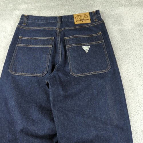De colección Años 90 Guess Jean Boy 20 31x31 Azul Semi Ancha Pierna Suelto Lavado Oscuro Crudo Suelto - Imagen 2 de 21