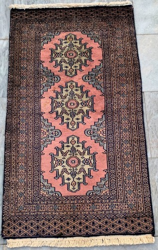 Vintage Afghan Rug Hand Knotted Afghan Bokhara Wool Area Rug 2x3 ft Free Ship