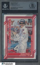 Richard Petty Signed 2024 Donruss Racing Dominators #1 BGS BAS AUTO