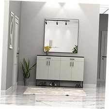 Large Modern Wall Mirror for Bathroom, 36" x 36" Square 36"L x 36"W Silver