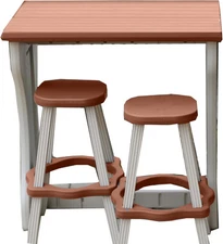 Leisure Accents Double Bar Set w/ 2 Barstools - Redwood/Warm Grey - Durable