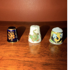 Vintage Porcelain Sewing Thimbles Lot of 3
