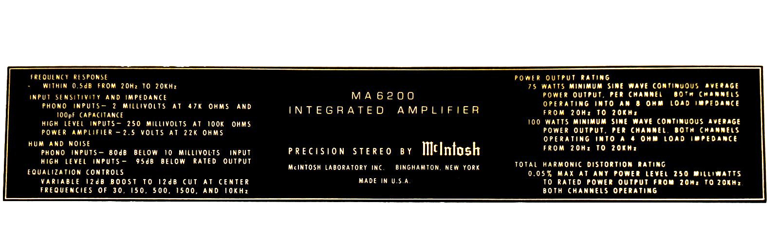 McIntosh MA6200 vintage audio equipment - eBay listing photo 3