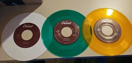 3 Beatles Jukebox 45s Colored Vinyl Let It Be Birthday Hard Days Night Capitol