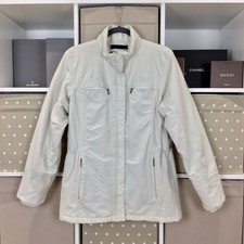 Aigle Bexley Quilted Jacket Womens Size 12 Cream Insulated Zip Pockets No Hood