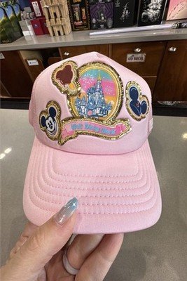 WDW Stoney Clover Lane Glitter Castle Minnie Mouse Ears Pink Trucker Hat