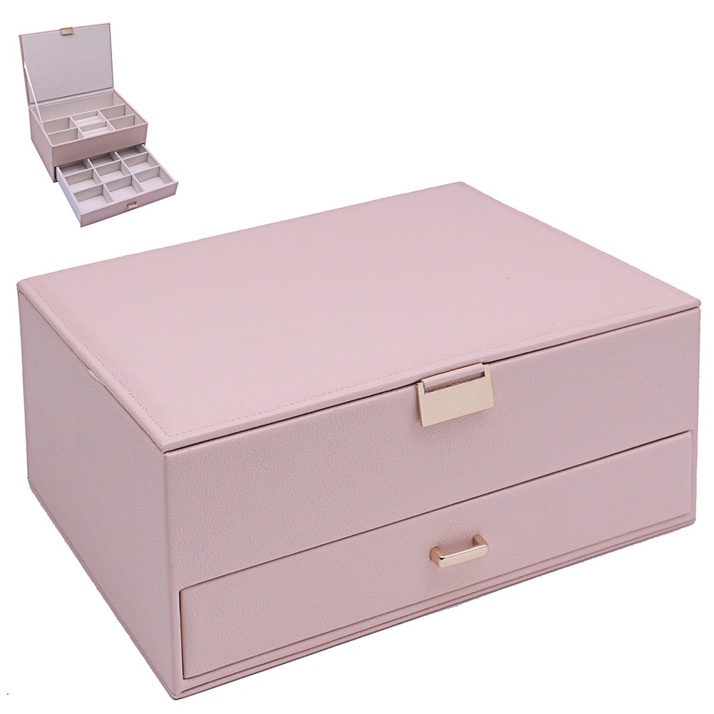 Pink Jewellery Box with Drawer Ring Necklace Storage Organiser Trinket Case