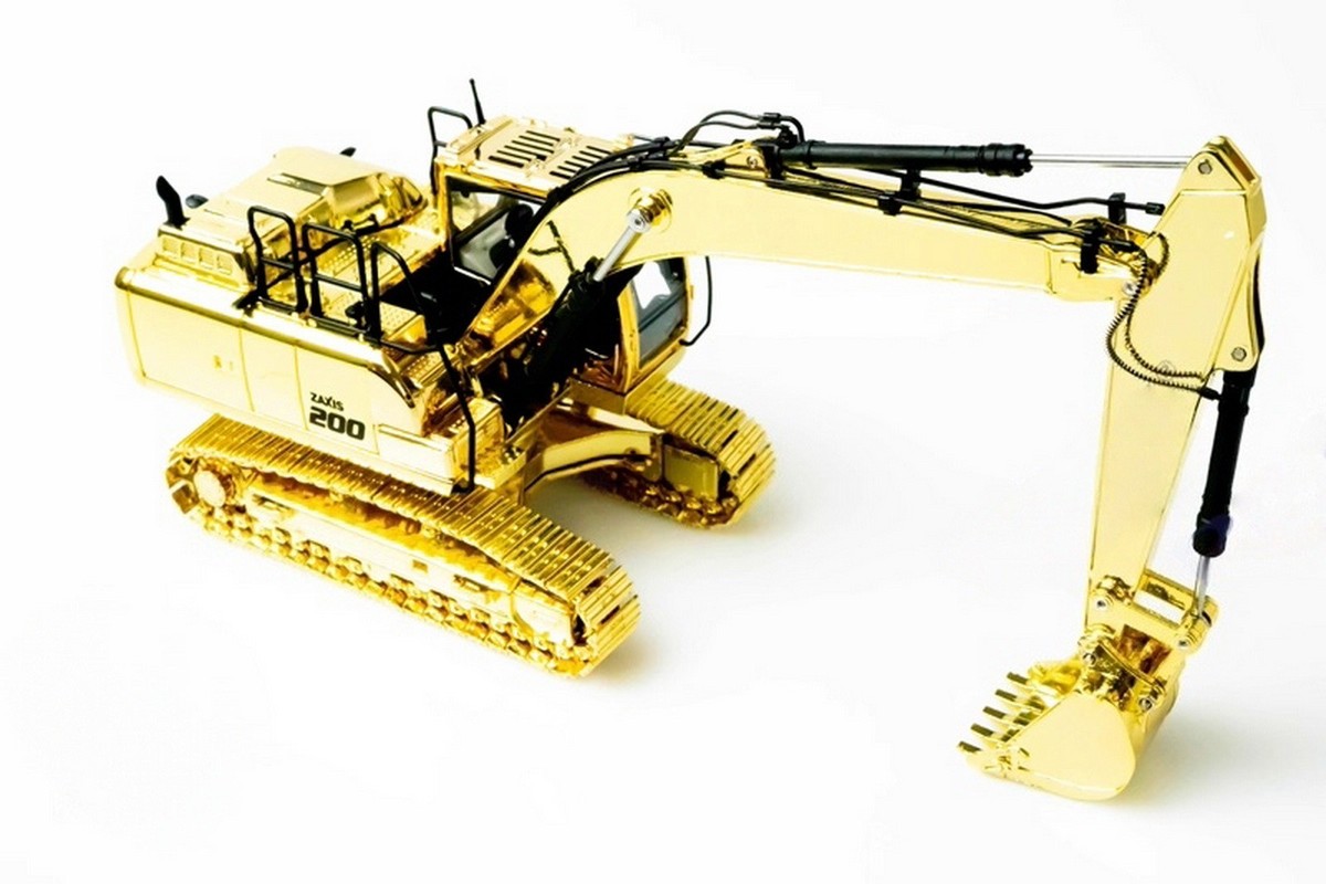 1/50 Scale Hitachi ZAXIS 200-7 Hydraulic Excavator Gold Diecast