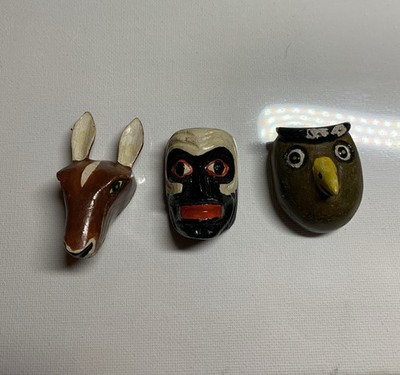 Three Small hand made wooden finger Puppets African!