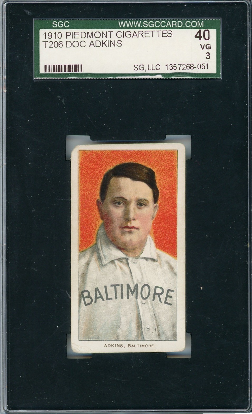 1909-11 T206 Tobacco Card - Doc Adkins 350 Factory No. 25 Back (RC)