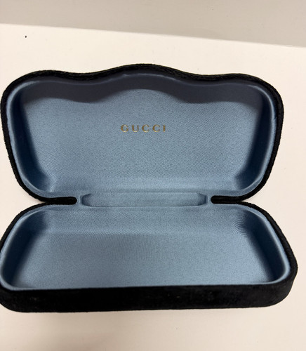 GUCCI Black Velvet Eyeglass Hard Case with Blue Lining