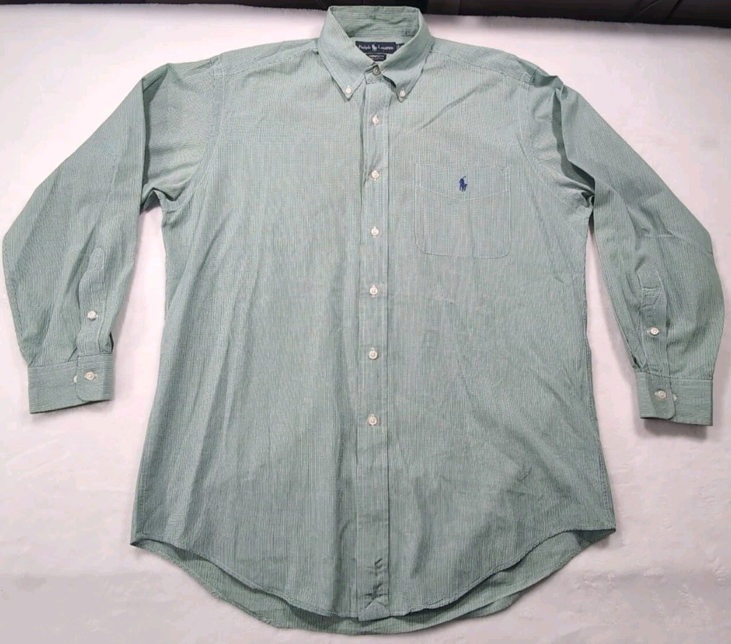 Polo Ralph Lauren uomo Yarmouth cotone pony tasca camicia verde quadrati 15 5 34