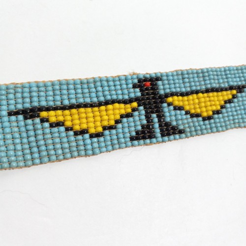 Vintage Indianer Stil Donnervogel Glasperlen Stirnband blau gelb flicken - Bild 10 von 13