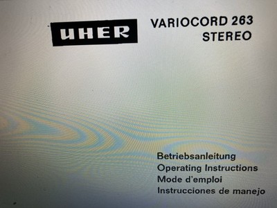 Uher Variocord 263 User Manual Digital