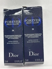 2 Tubes 3N New Forever Skin Glow by Dior 3ml Foundation Mini 0.10 oz