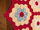 Vintage Honeycomb Quilt; 60"x76" Red w Multicolors Cotton; See Details;  Age? — photo 5
