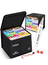 Caliart Markers, 100 Colors Dual Tip Art Markers Sketch Pens Permanent Alcohol B