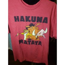 Lion King T-Shirt Large Hakuna Matata Timon Pumba Disney Animated Red Heather
