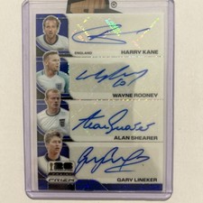 2026 World Cup Quad Sigs Harry Kane  Rooney Shearer Lineker Blue shimmer FOTL