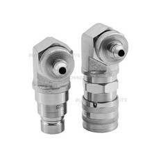 90 Degree Flat Face Quick Connect Coupler 1/2 Body x 3/8 JIC Male Thread