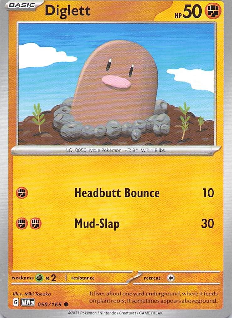 Pokemon Card - Diglett - (050/165 - 151)