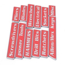 3-12pcs Magnetic Toolbox Labels Reusable 3D Printed Toolbox Drawer Tags Red