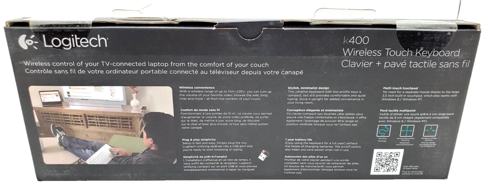 Teclado táctil inalámbrico Logitech k400 con panel táctil multitáctil incorporado - blanco - Imagen 2 de 4