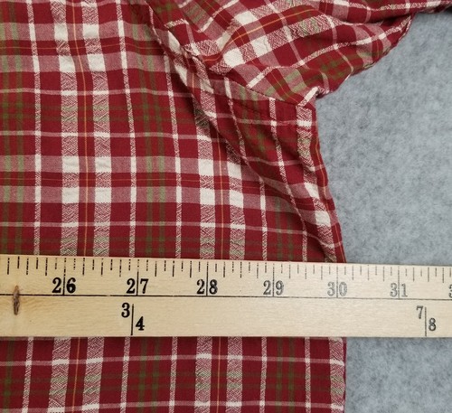RedHead Button Up Shirt Men’s 3XL XXXL Red Green White Plaid Seersucker Cotton - Picture 9 of 10