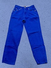 VTG TOMMY Hilfiger Flag LOGO Womens Royal Denim Pants Size 8/30 Relaxed Fit