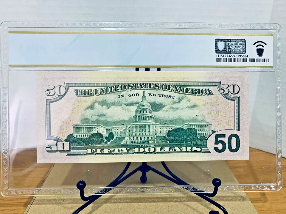 2006 $50 FRN PCGS 65PPQ Fancy PARTIAL LADDER Serial #IC01234500A - Image 2 of 2